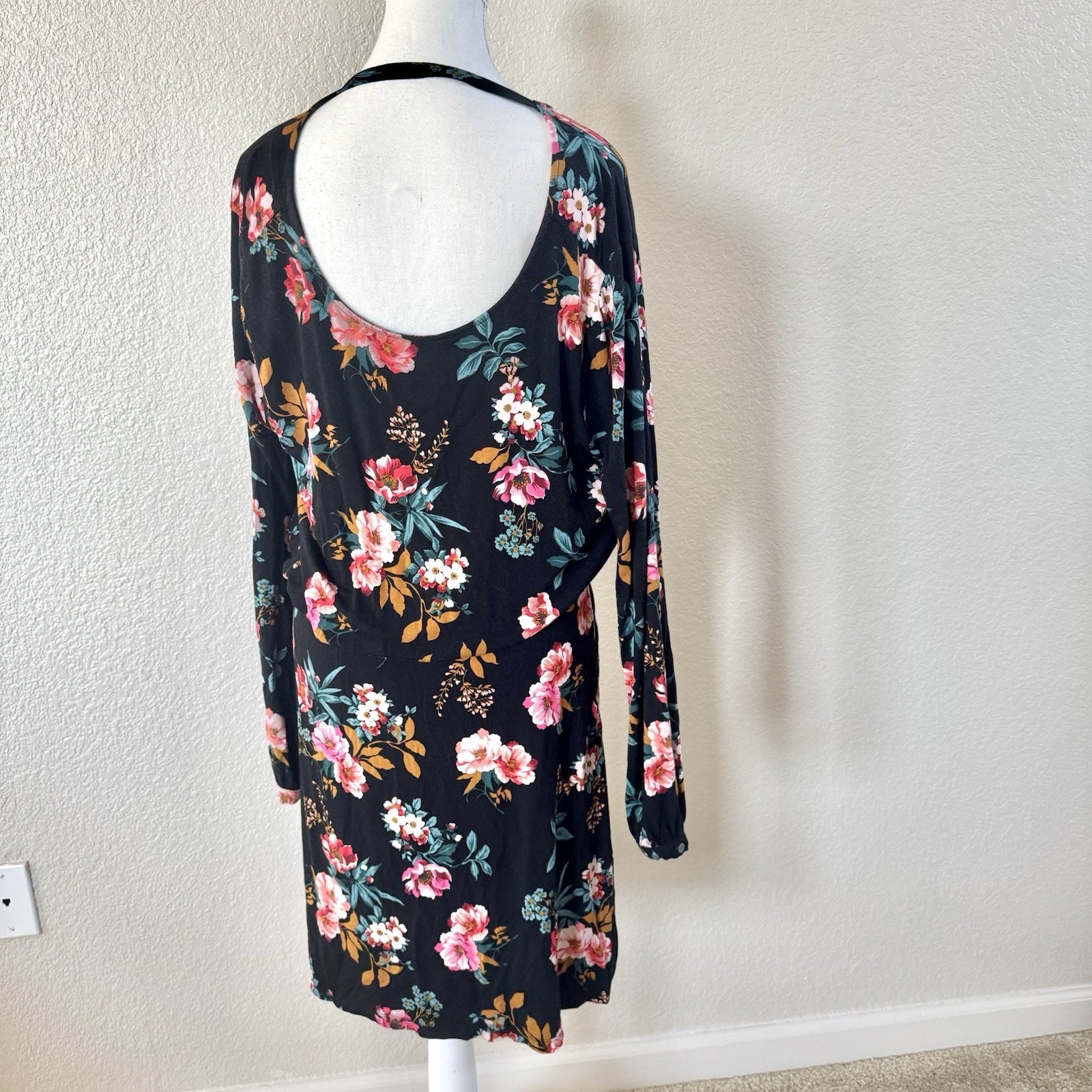 Nwt Loft Women's Floral Bar Back Flare Dress Black Floral Print Size 12 $79